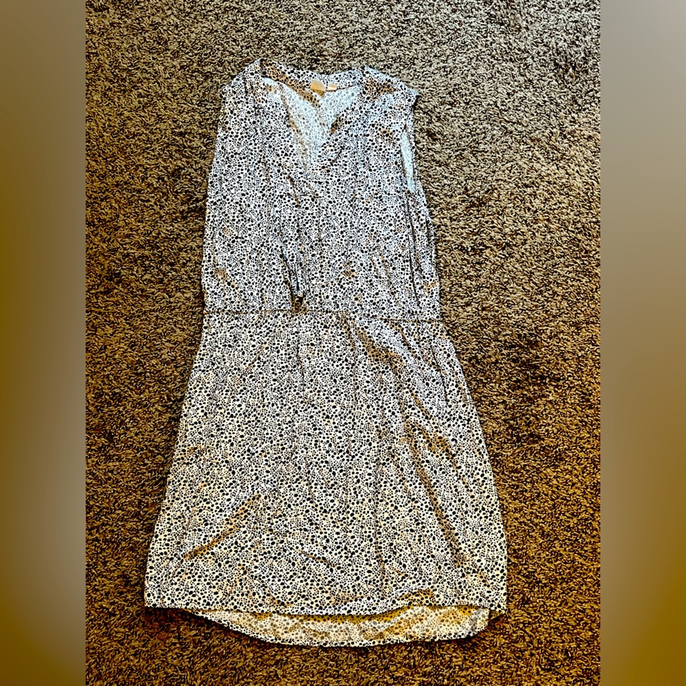 Gap White Black Floral Dress Medium Petite